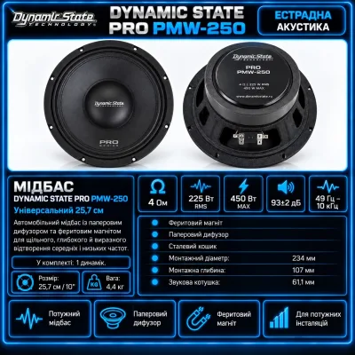 Естрадна акустика Dynamic State PRO PMW-250 — фото 7 з 7