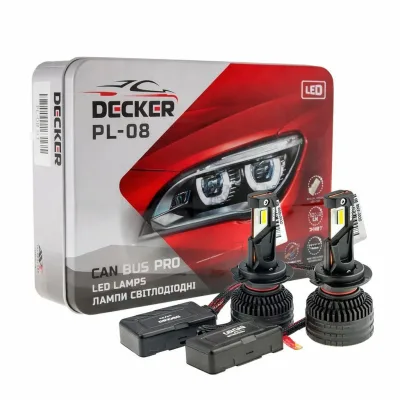 LED-лампа головного світла DECKER PL-08 H7 5000K 65W 13000Lm CAN BUS PRO